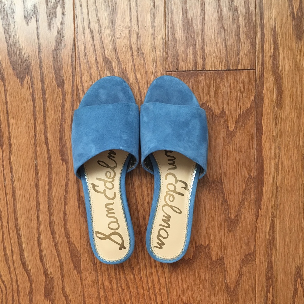 Sam Edelman Blue Suede Slides
